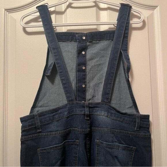 Button Up Adjustable Strap Overalls Deep Blue LAST CHANCE - Picture 7 of 9